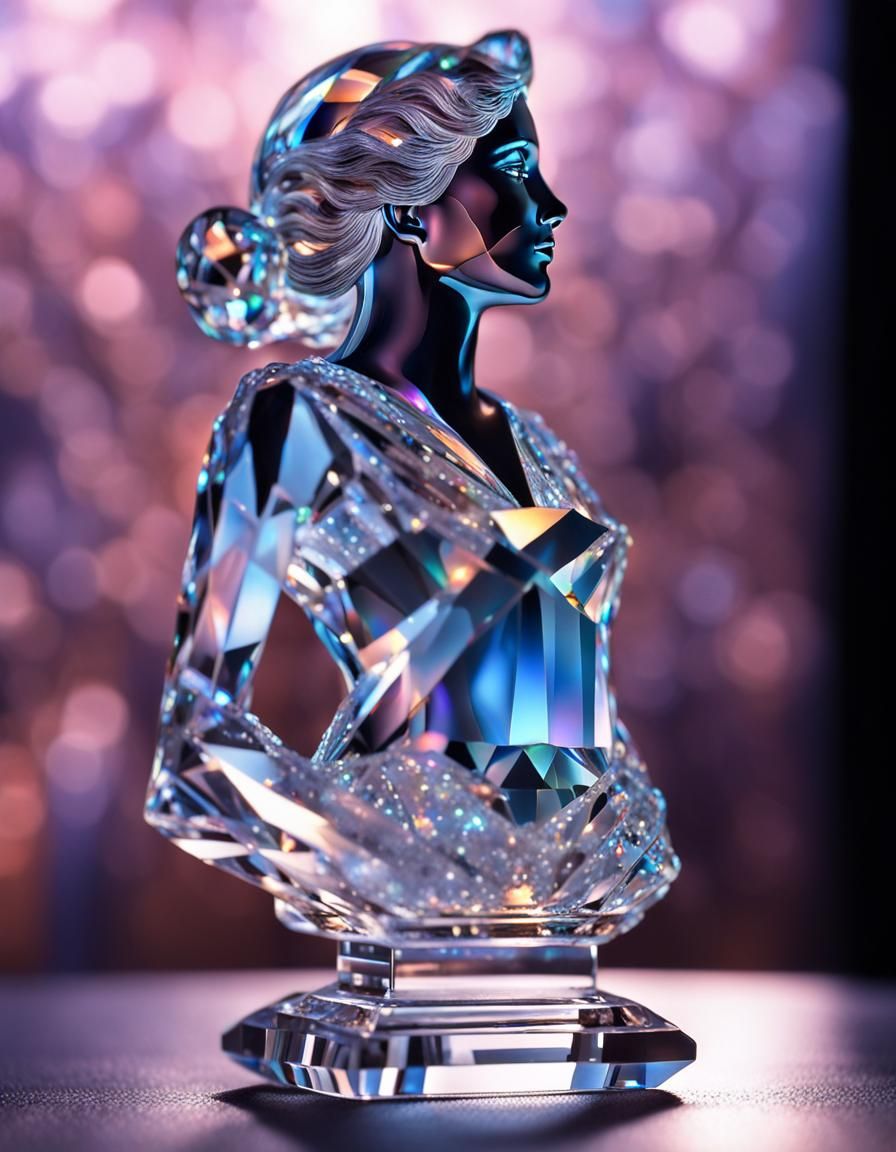 Crystal Aphrodite: Miniature Holographic Statuette in 3D
