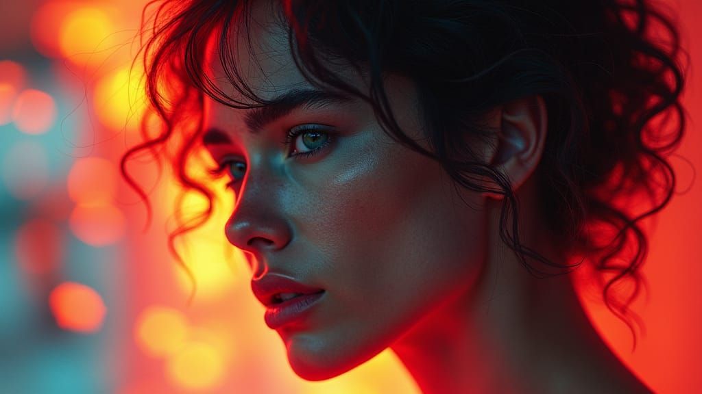 Hopeful Woman: Hyperrealistic Portrait in Vibrant Colors