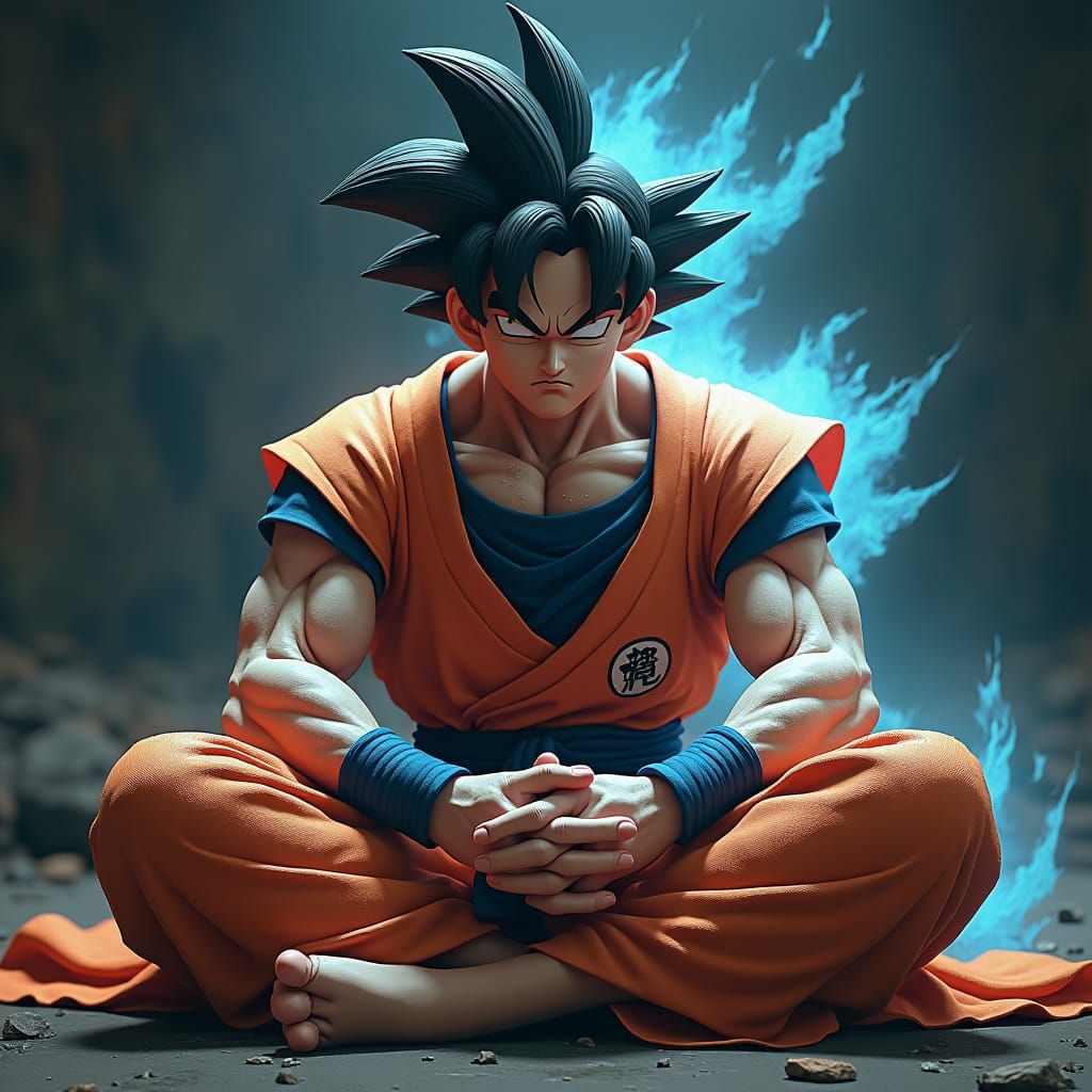 Goku Meditating: 3D Rendered Fantasy Concept Art