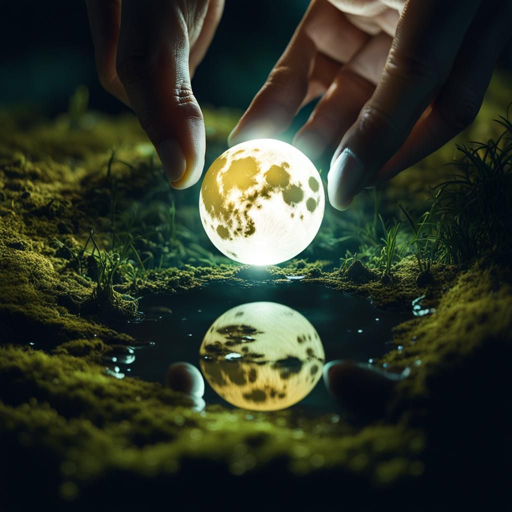 Magical Realism: Moonlit Forest Reflection in Macro