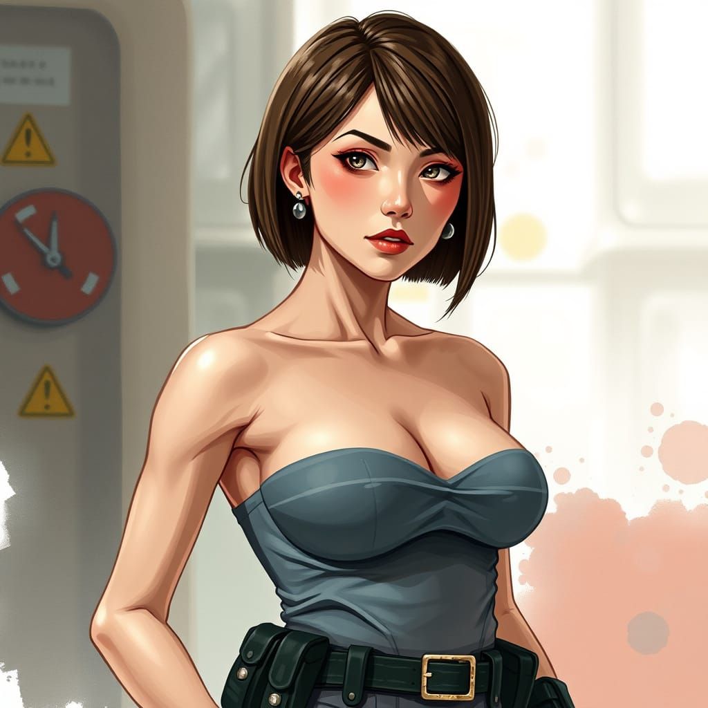 Stern Bare-Chested Officer in Futuristic Style