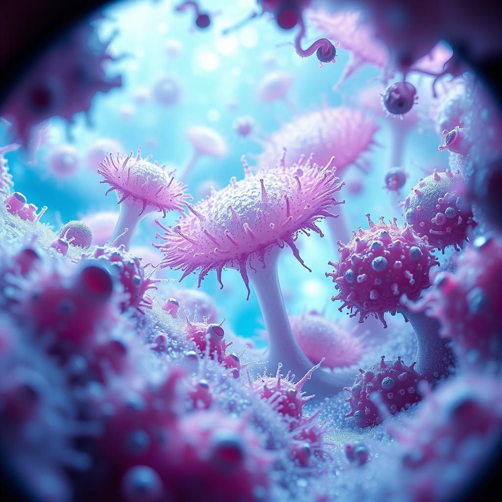 Amoeba Colony Viewed Through Colonoscopy Camera