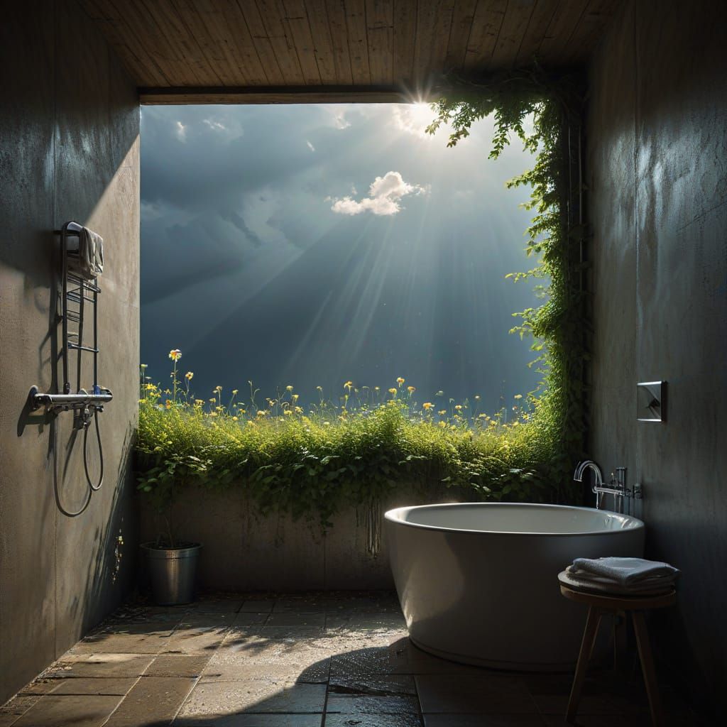 Summer Rain Cinematic Film Still in HDR