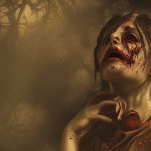 Edwardian Horror Counting Fingers: Oil Painting