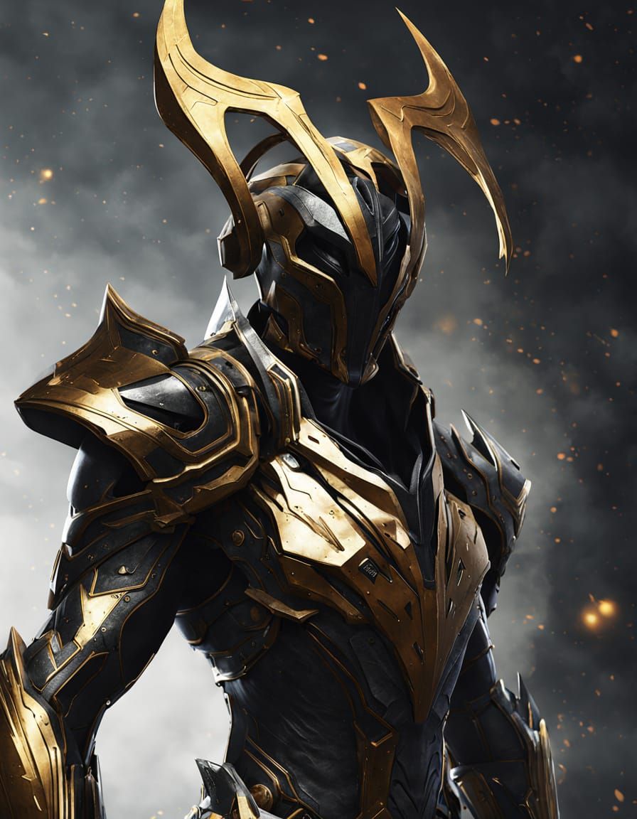 Ares-Inspired Warframe with Orokin Details in Digital Art