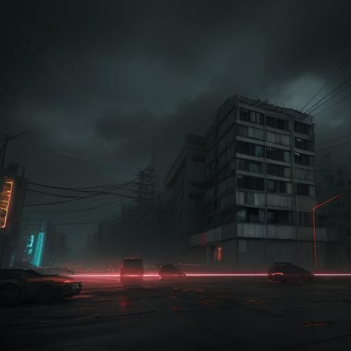 Cyberpunk Kites Dance in Dystopian Wind