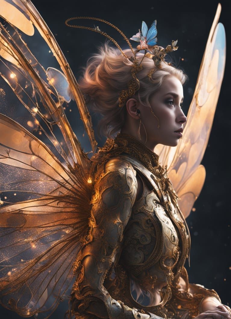 Surreal Fairy in Curved Space with Porcelain Sculpture