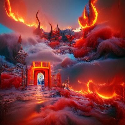 Fiery Gates of Hell in Detailed Matte Painting