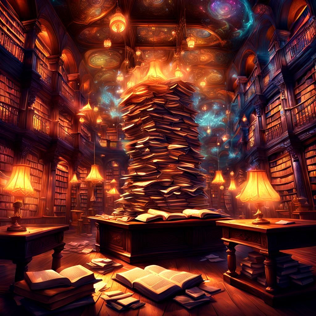 Mystical Library: A Book Overflowing with Words