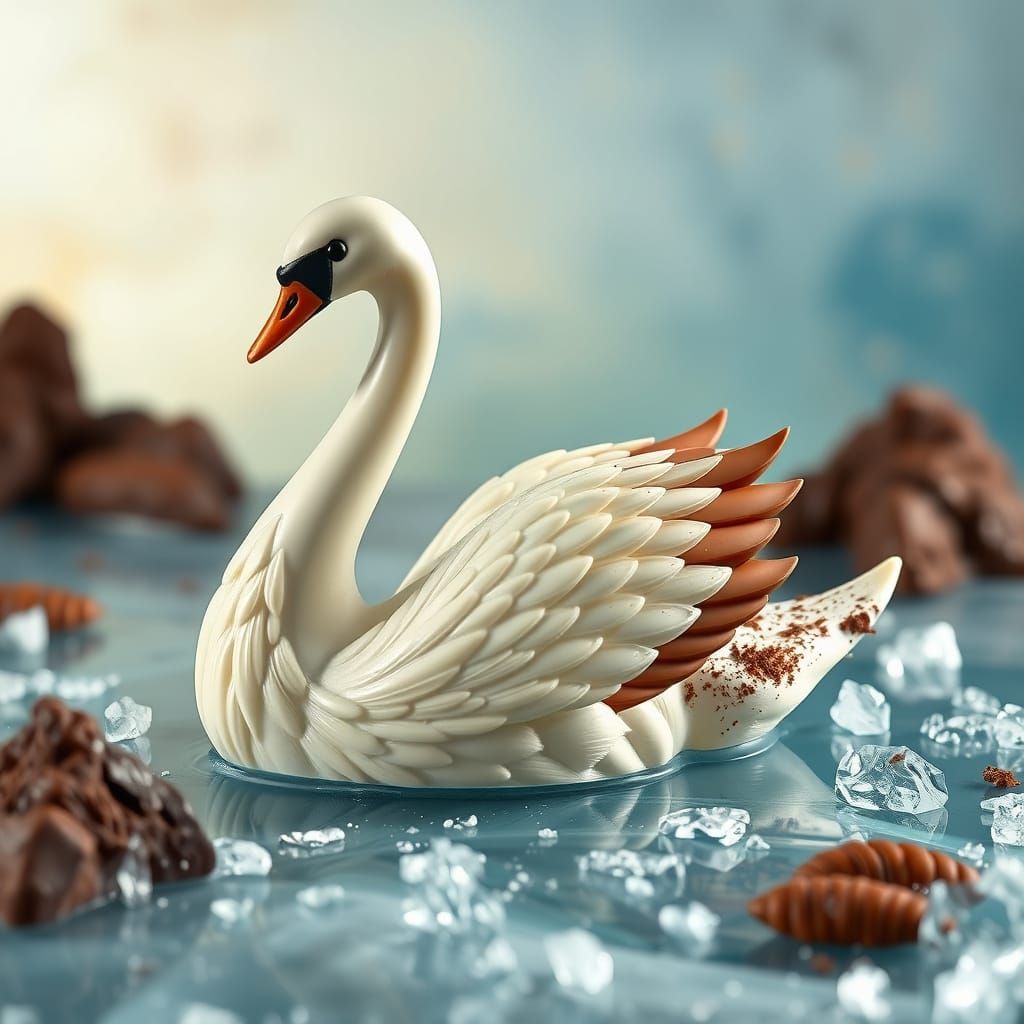 Chocolate Swan Sculpture on Sugar Glass Lake