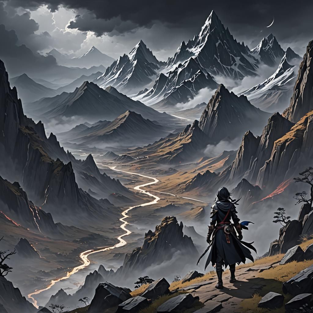 Desolate Forbidden Mountains: 3D Anime Art