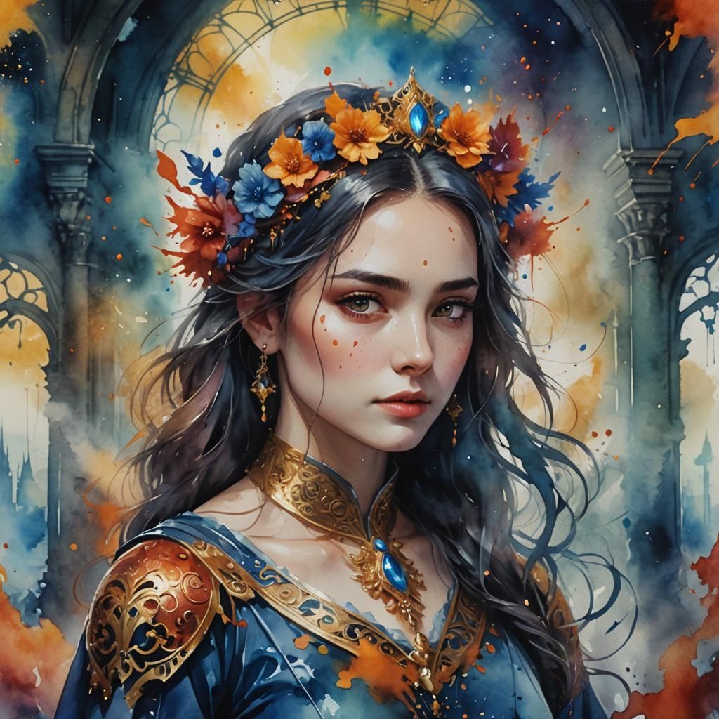 Magic Watercolor Portrait of a Beautiful Woman