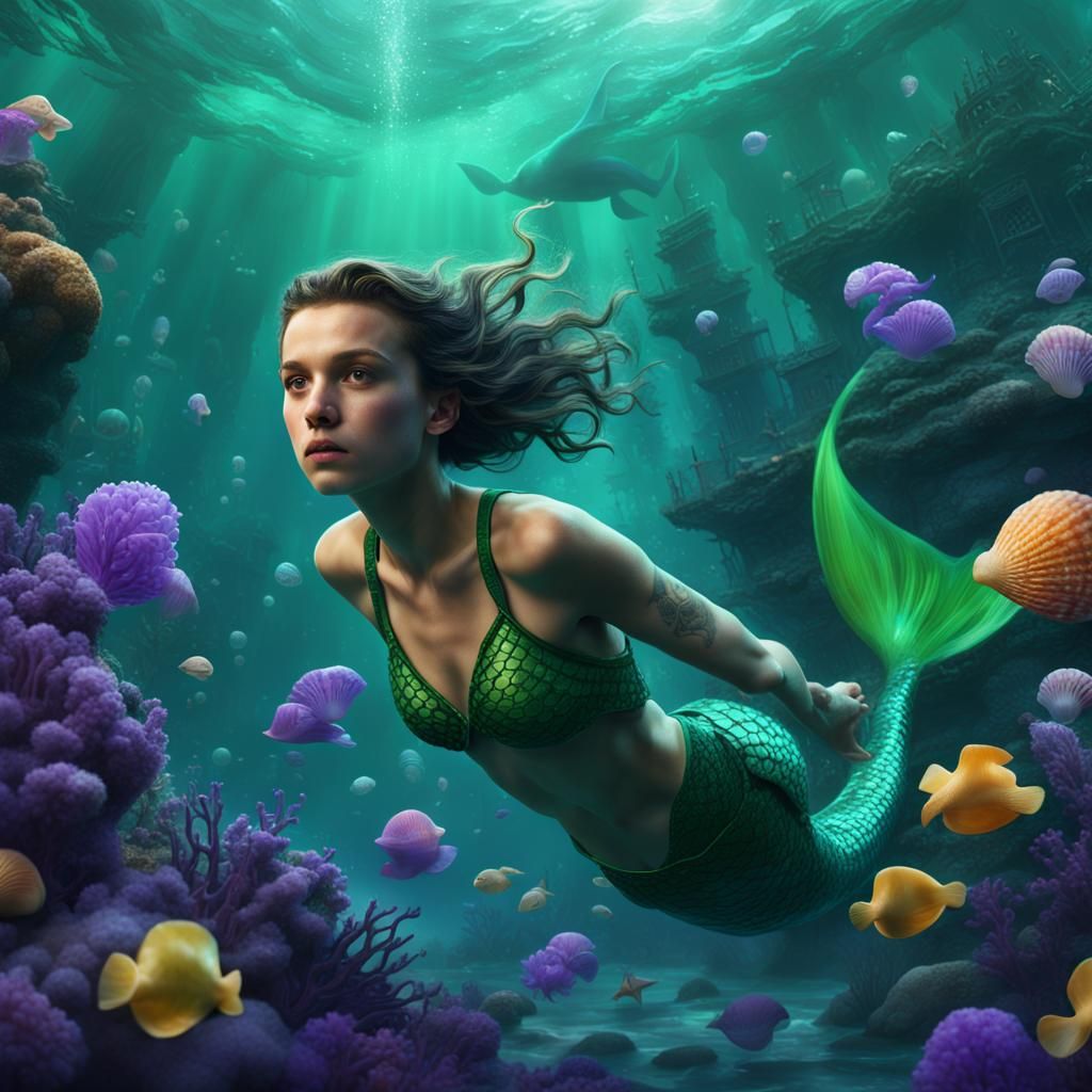 Millie Bobby Brown as Mermaid: Detailed Matte Painting
