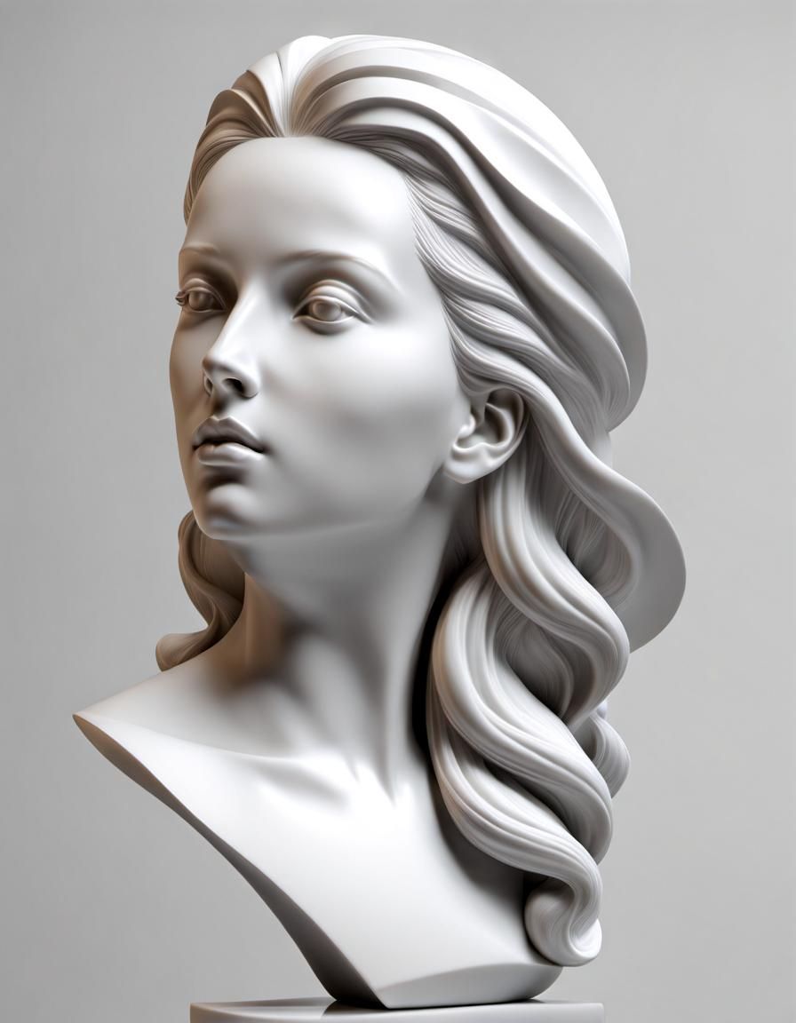 Elegant Marble Sculpture of a Woman