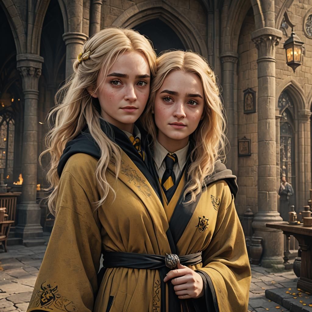 Harry Potter Girl in Hufflepuff Robe: Fantasy Art