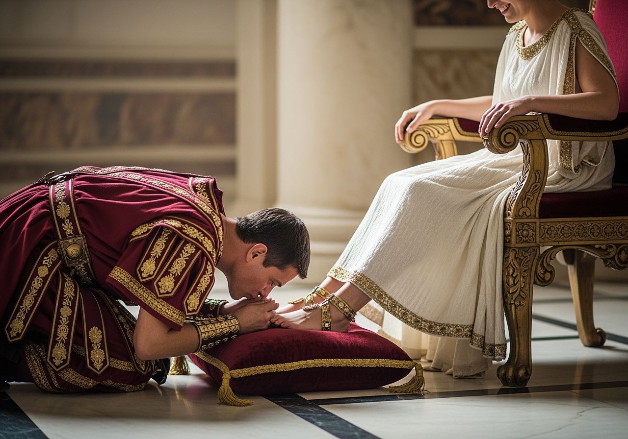Roman Servant's Devotion: Empress's Feet in High-Definition