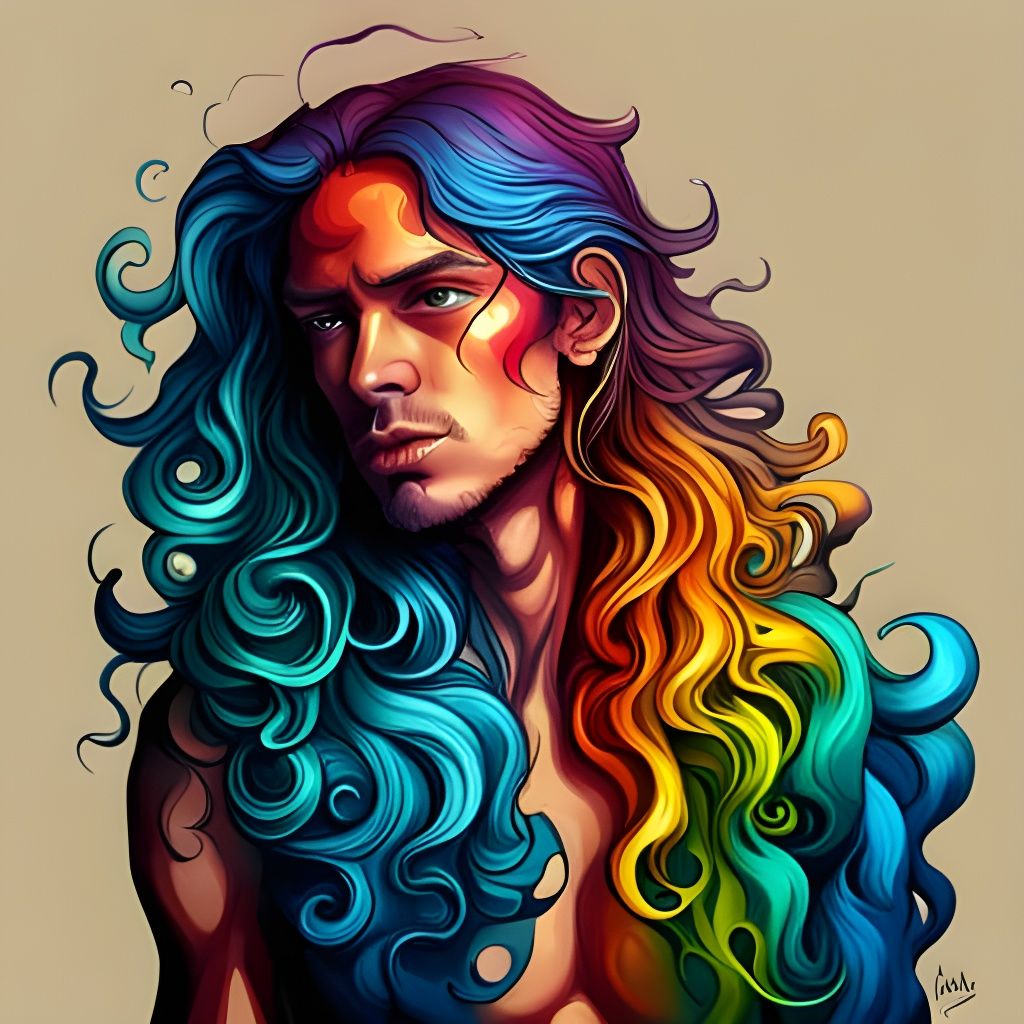 Melting Man: Colorful Fantasy Art Portrait