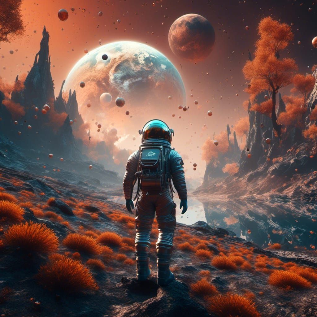 Astronaut Scavenges Earth Treasure on Mars