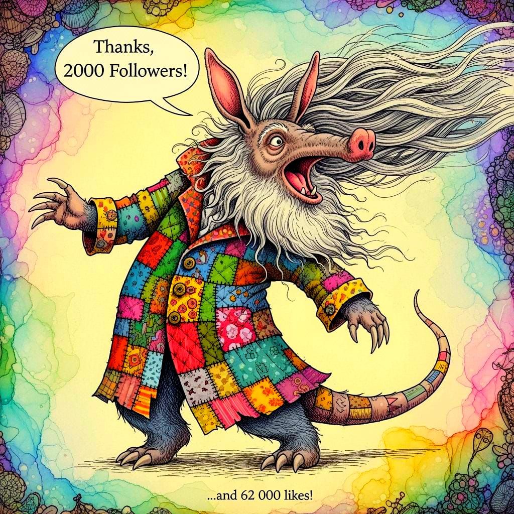 Whimsical Aardvark Celebrates 2000 Followers in Quilted Styl...