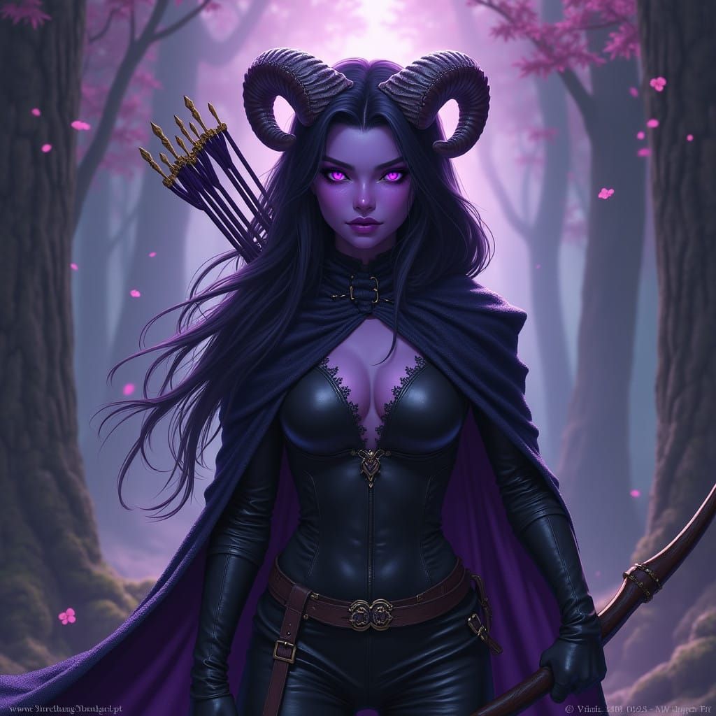 Ethereal Tiefling Ranger in Fantasy Concept Art
