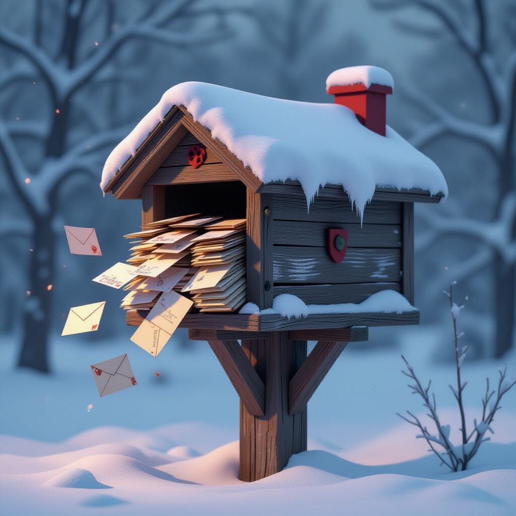 3D Snow Mailbox with Kinetic Sculpture Style