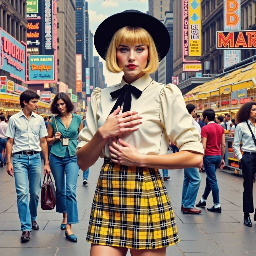 Synthwave Portrait of a Teenage Girl in 1980s Style