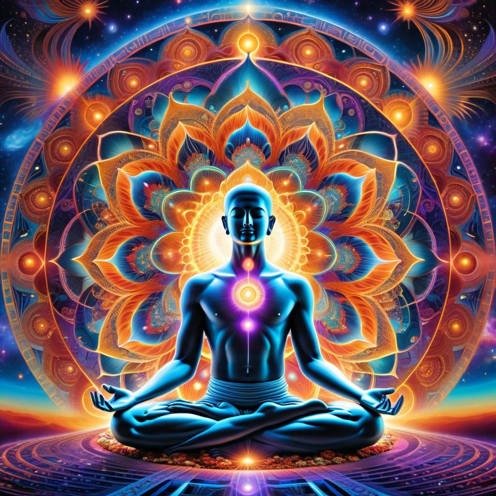 Meditating Man's Organs Achieve Samadhi