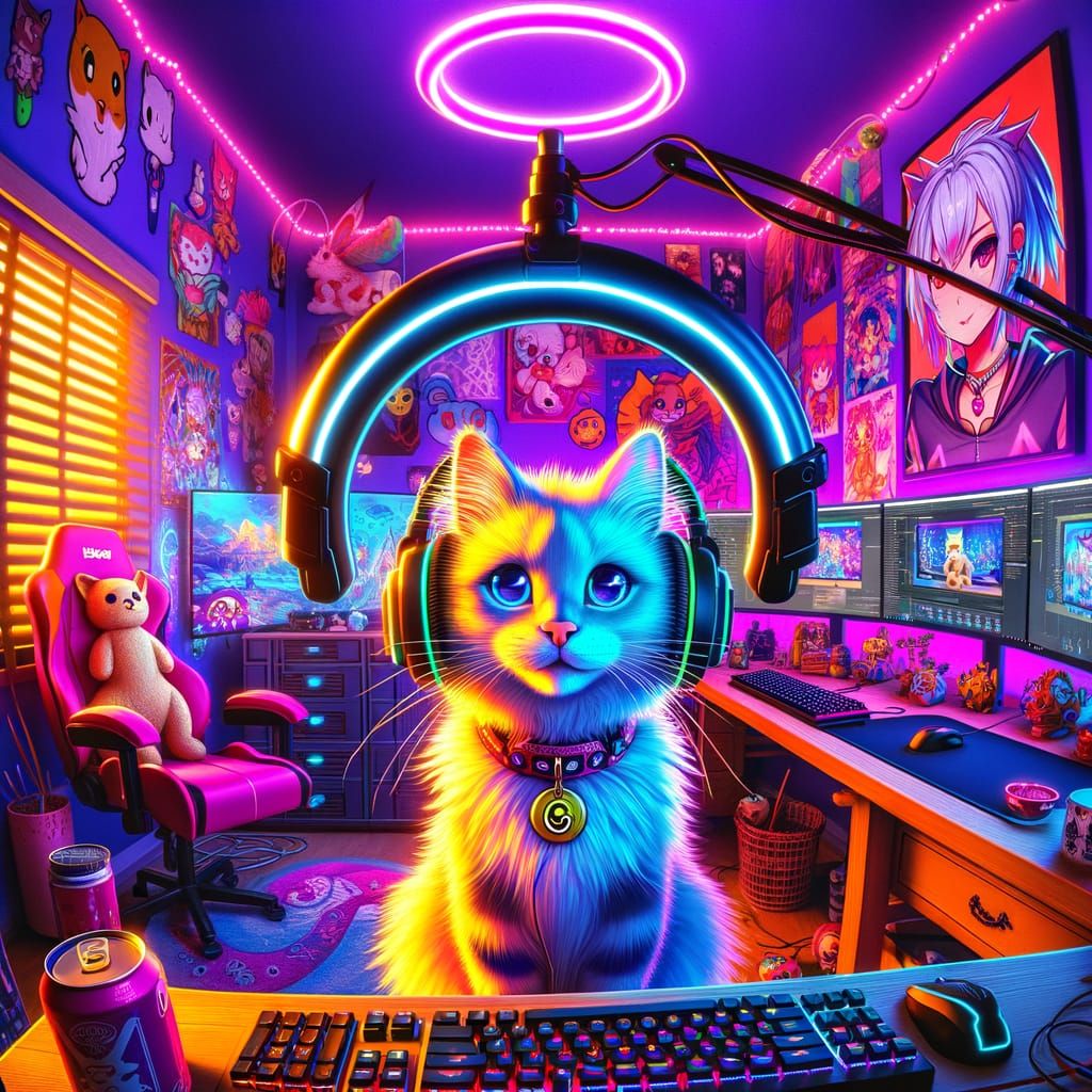 A Gen Z cat is live-streaming from her bedroom