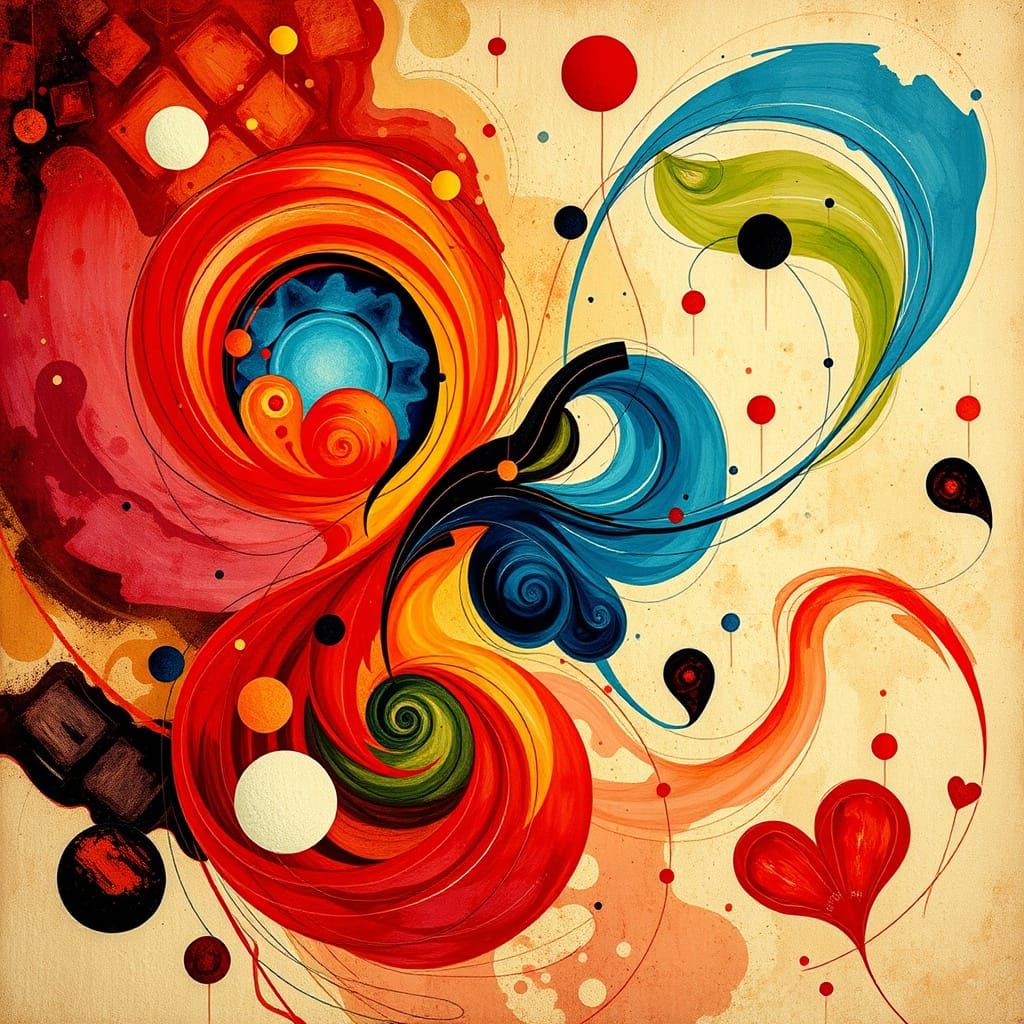 Vibrant Dreamlike Composition in Warm and Cool Colors