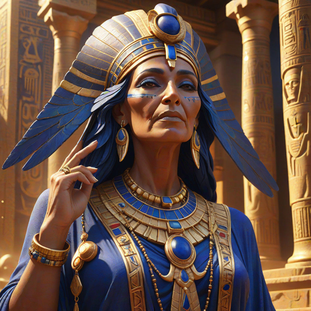 Venerable Goddess Isis Worshipper in Egyptian Temple Glory