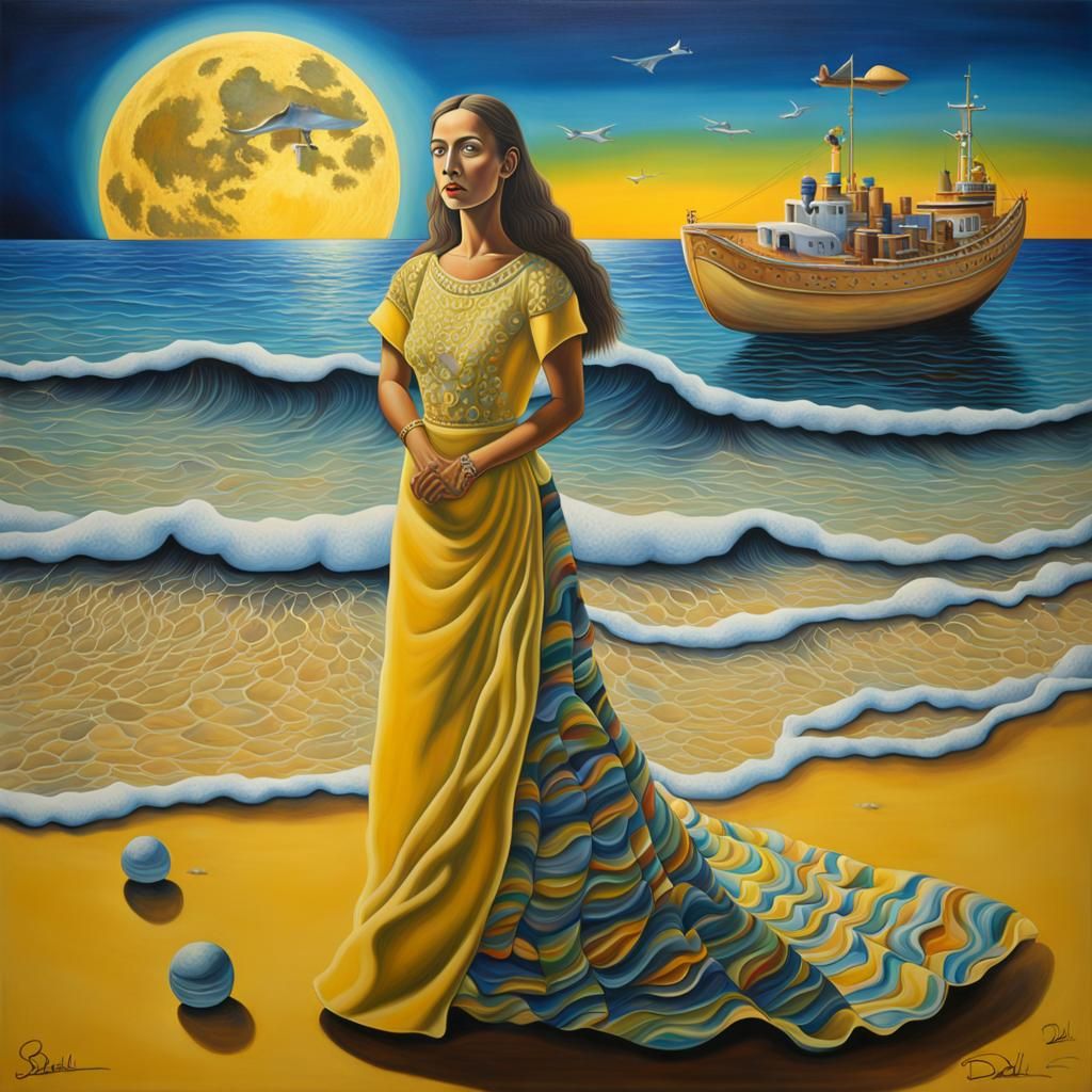 Surreal Beach Dance at Sunrise, Escher Style