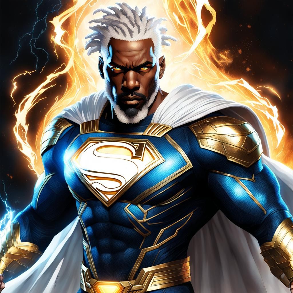 Flaming Black Superman in Godlike Radiance