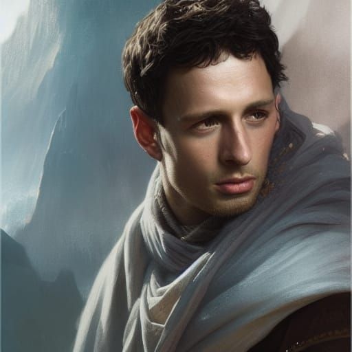 Arthur and Merlin Portrait in Art Nouveau Style