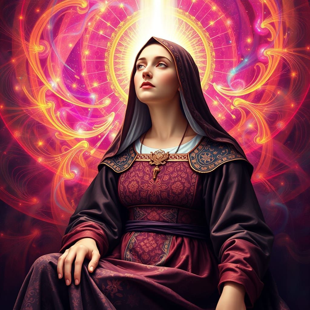 12th-Century Benedictine Abbess in Divine Ecstasy