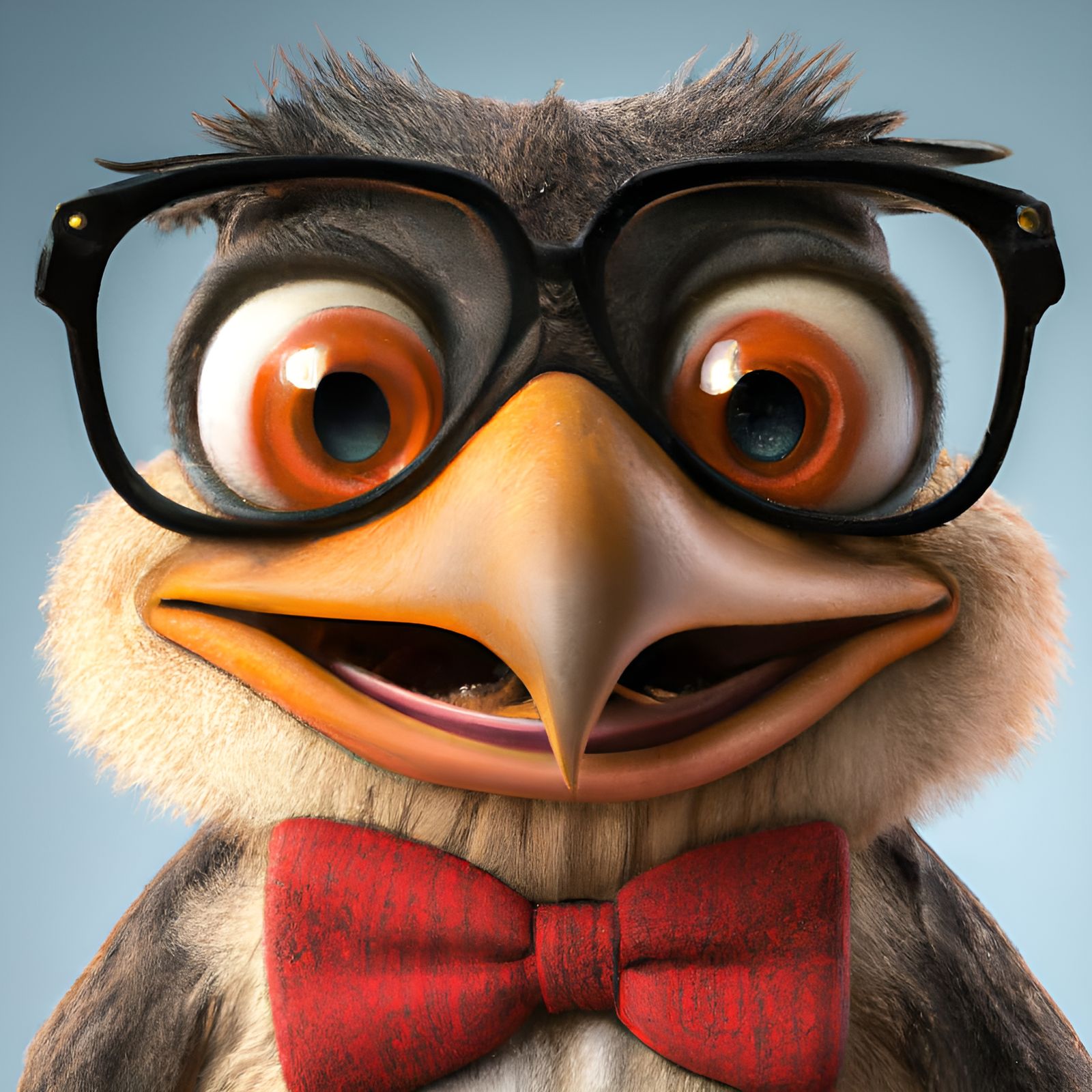 Nerdy Hawk Character in 3D Render