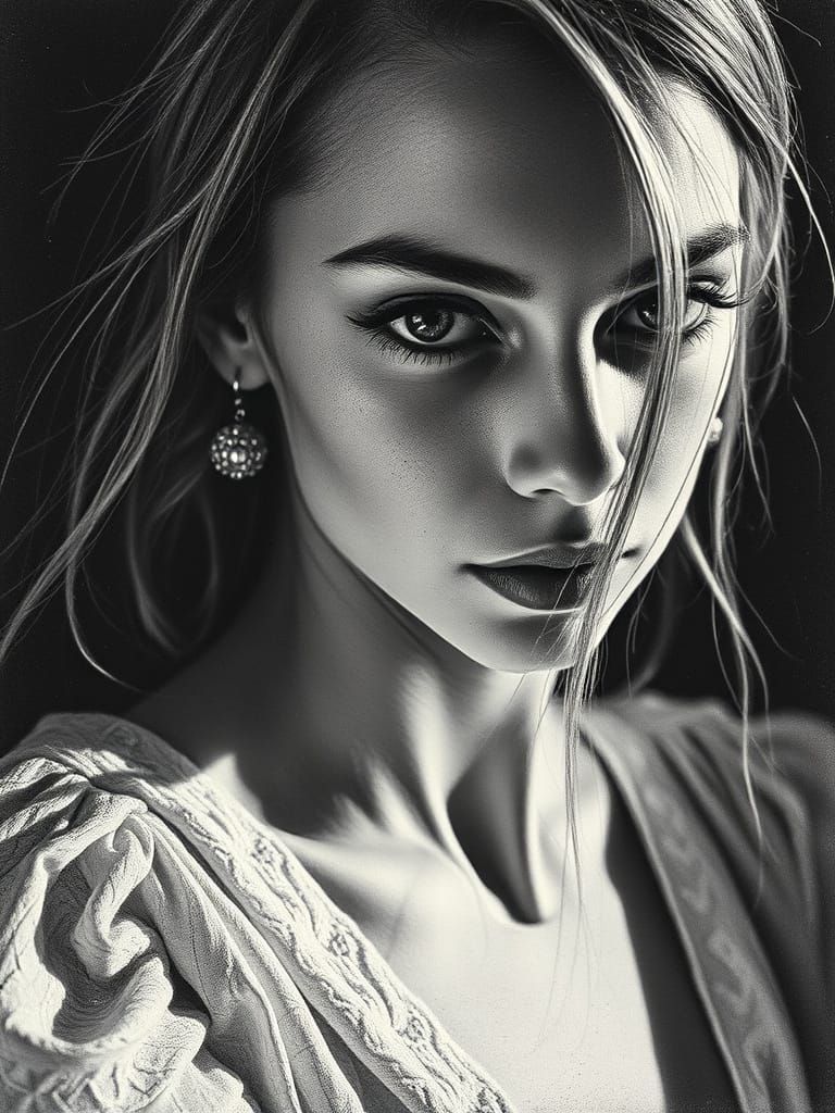 Portrait in Charcoal Pointillism Style