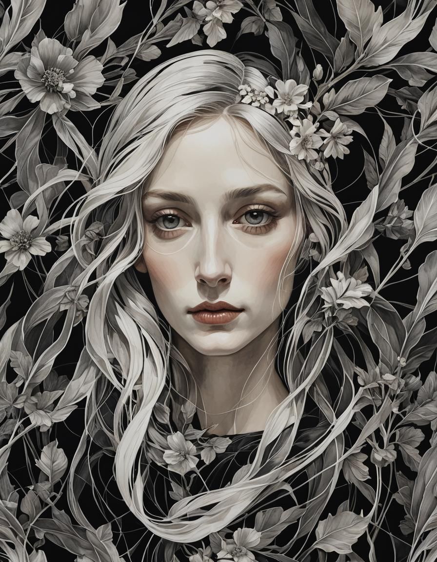 Seamless Textile Art of a Woman's Face