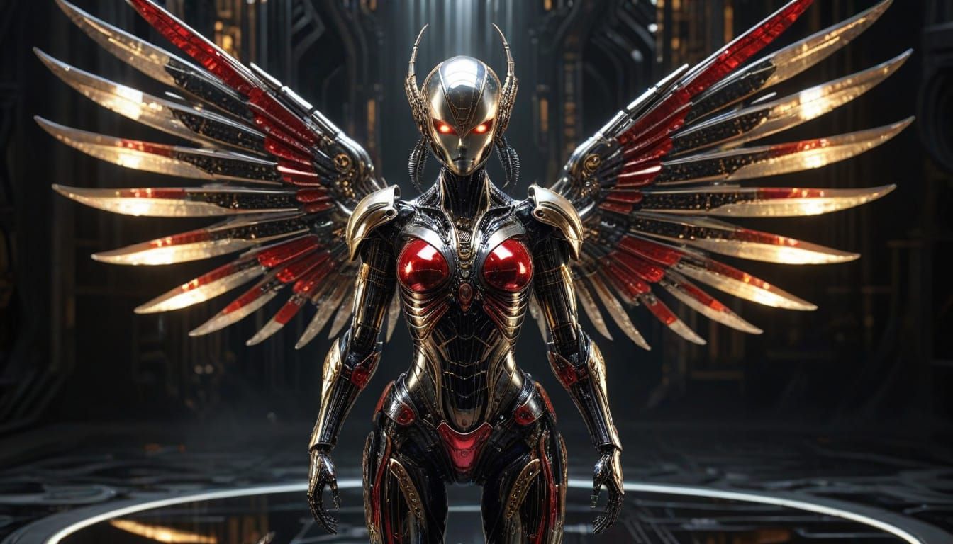 Futuristic Robot with Intricate Biomechanical Details