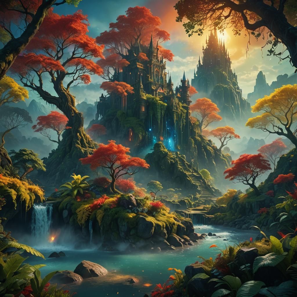 Mystical World Digital Painting in Fauvist Style