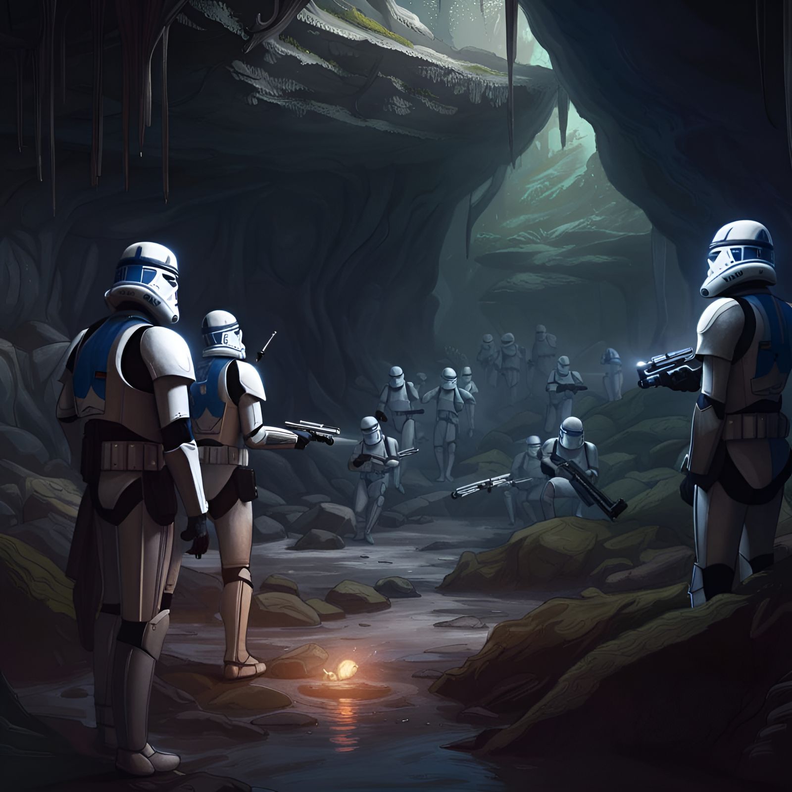 501st Troopers Discover Fallen Clones: Dark Fantasy Art