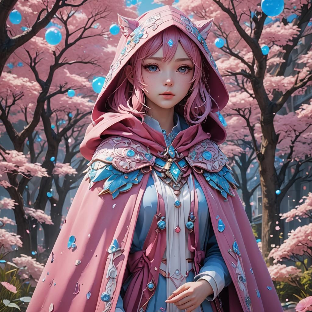 Kawaii Anime Girl in Transgender Pride Colors