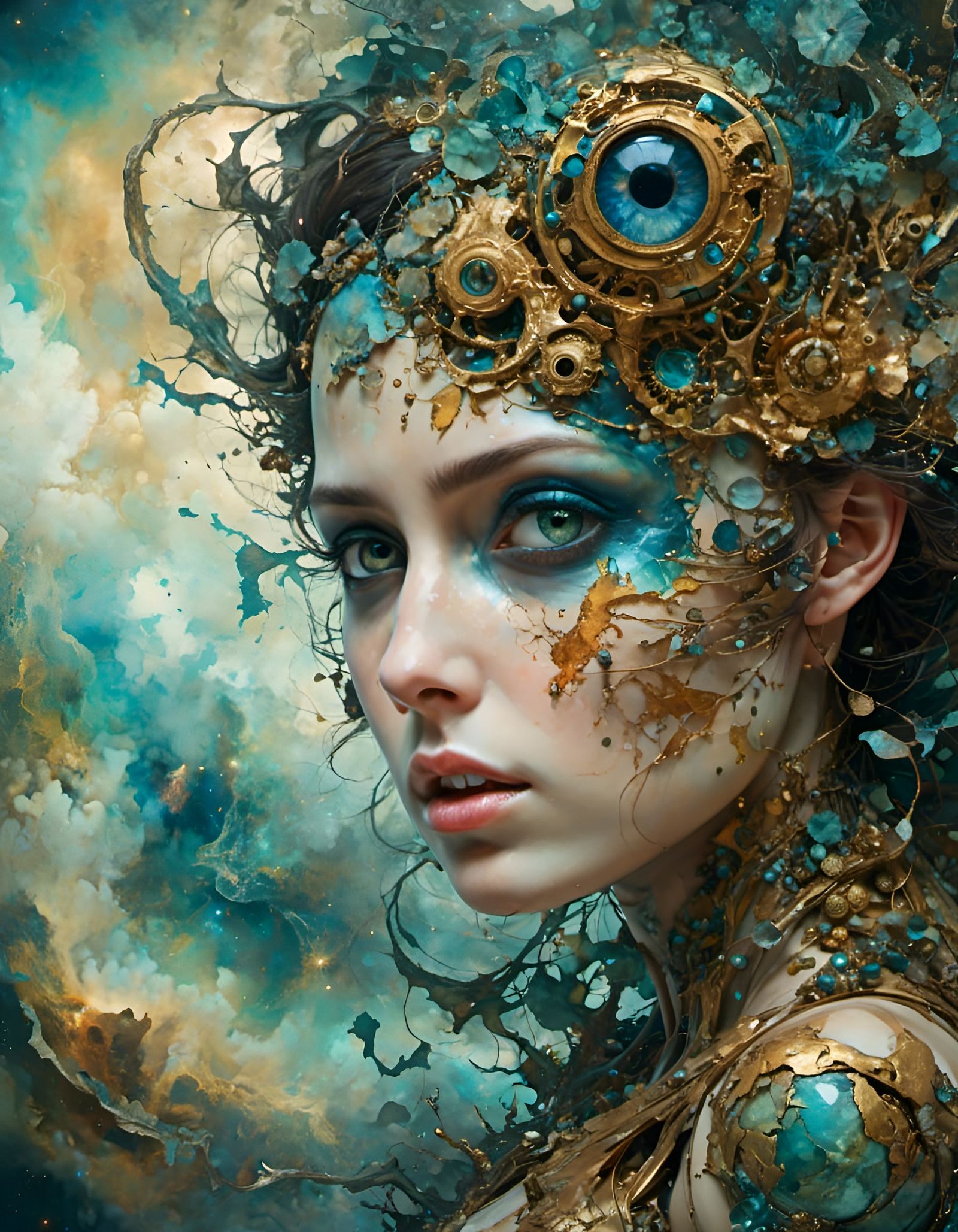 Intricate Eyes in Hyperkraximalism Style