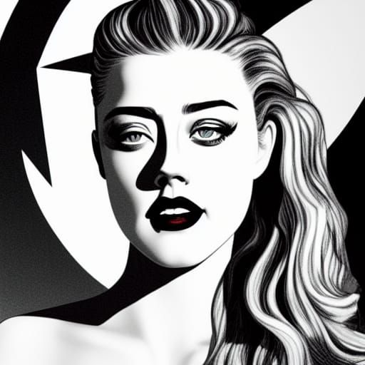 Amber Heard in Silver Swimsuit, Retro Atompunk Pop Art