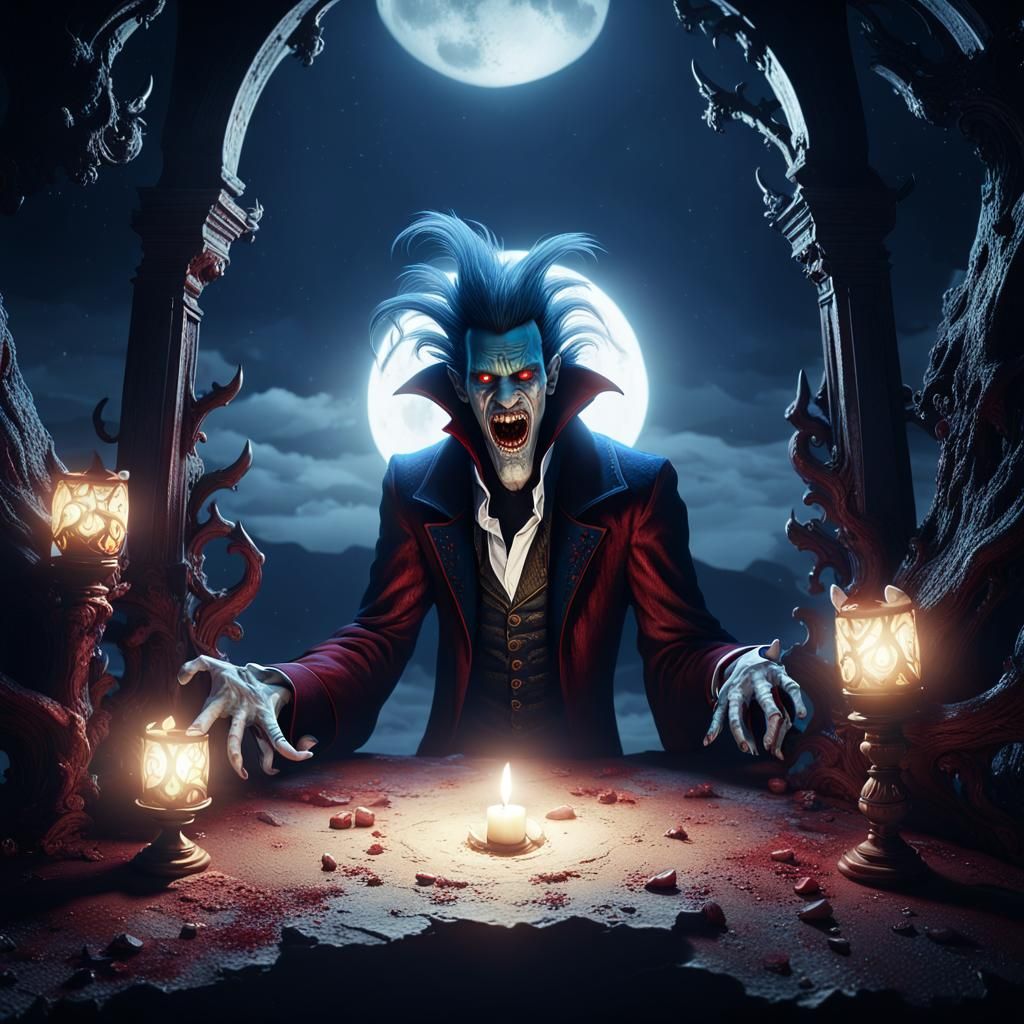 Moonlit Vampire Portrait in Surreal Cinematic Style
