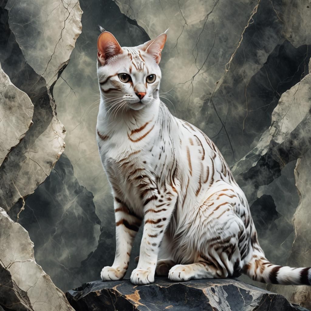 White Marbled Bengal Cat