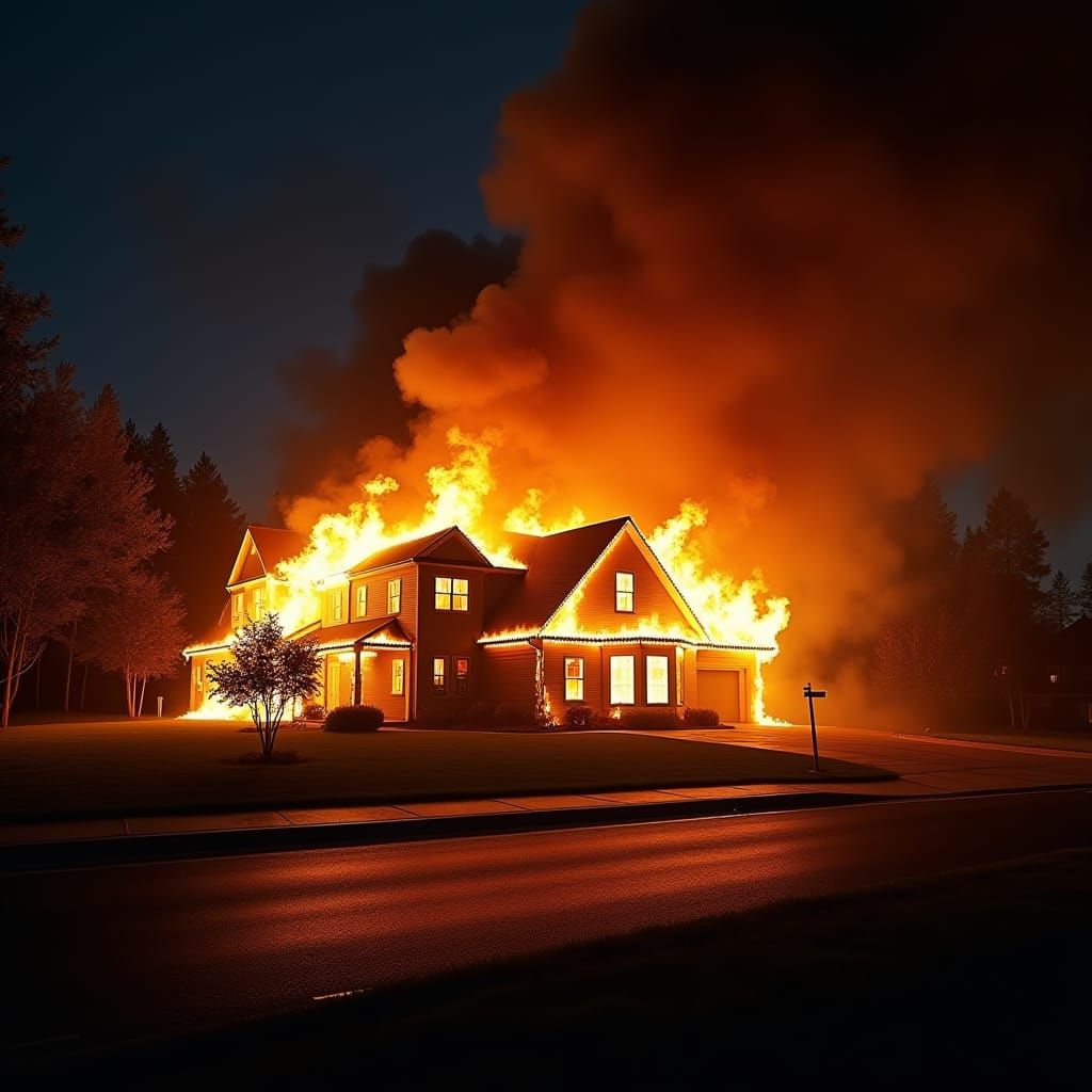 Inferno: Suburban Home in Cinematic Flames