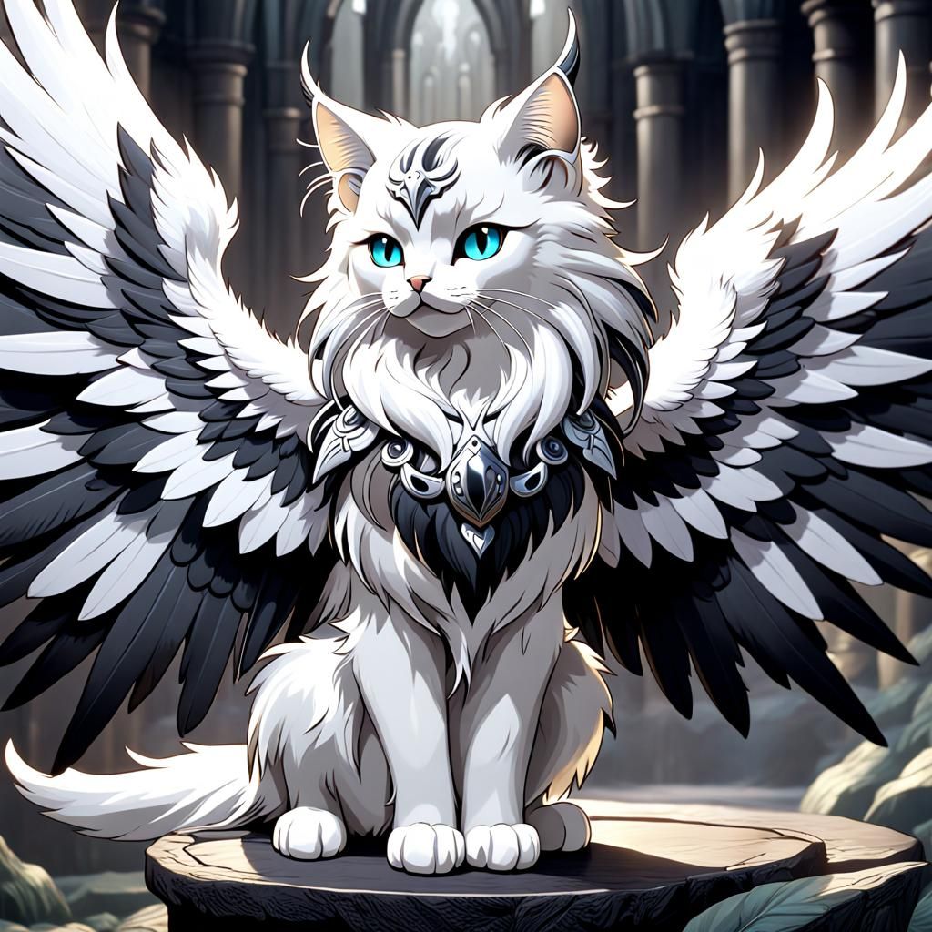 Winged Silver Cat: Fantasy Concept Art
