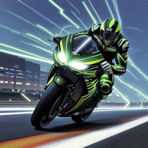 Vesco Kawasaki Lightning Bolt in Anime Style