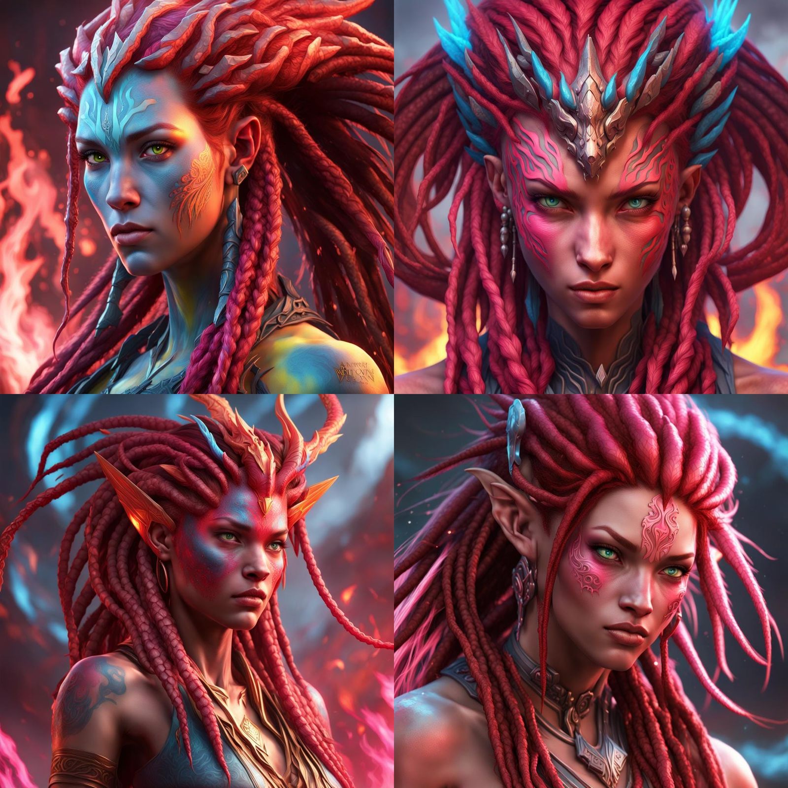 Furious Fire Na'vi Avatar in Hyperdetailed Digital Art