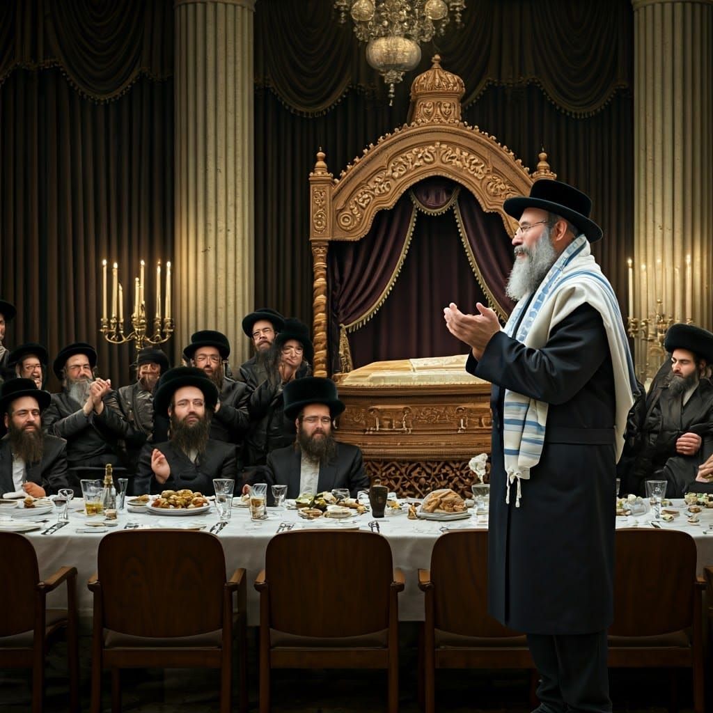 Orthodox Jewish Celebration with Coffin, Expressive Realism